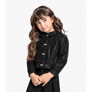 Jaqueta Infantil Feminina Em Suede Trick Nick Preto