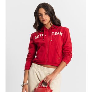 Jaqueta Juvenil Feminina Com Capuz Minty Vermelho