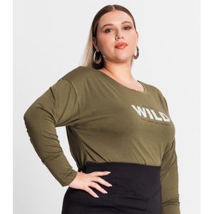 Blusa Manga Longa Feminina Plus Size Secret Glam Verde