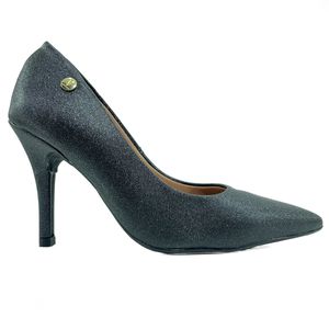 Scarpin Vizzano Napa Gliter Salto Alto Feminino Preto
