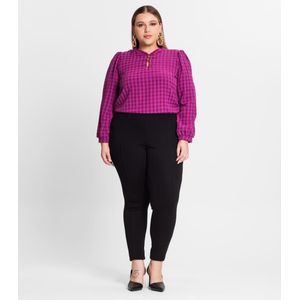 Blusa Plus Size Em Air Flow Xadrez Secret Glam Feminina Roxa