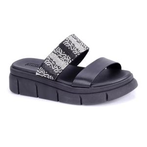 Papete Rasteira Moleca Flatform Strass Feminina Preta