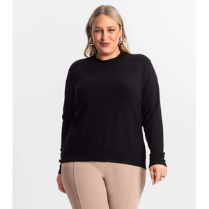 Blusão Feminino Plus Size Manga Longa Secret Glam Preto