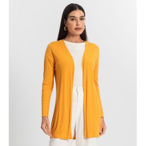 Cardigan Feminino Ribana Canelada Endless Amarelo