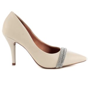 Scarpin Vizzano Tira Strass Salto Alto Feminino Branco