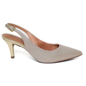 Scarpin Vizzano Slingback Gliter Salto Fino Feminino  Dourado