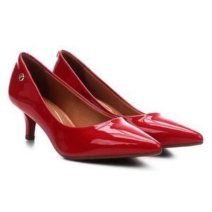 Scarpin Vizzano Salto Baixo Verniz Feminino Vermelho