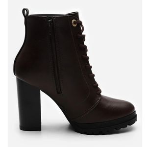Bota Coturno Vizzano Cadarço Tratorada Feminina Marrom