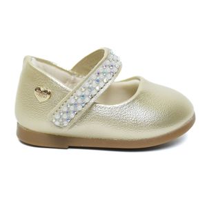 Sapatilha Infantil Klin Princesa Baby Pérolas  Dourada
