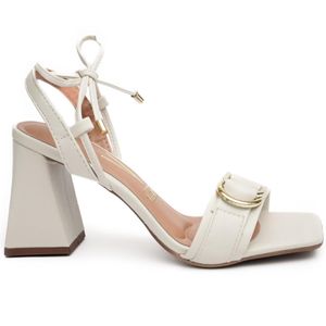 Sandália Salto Grosso Vizzano Feminina  Off White