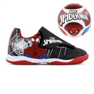 Kit Chuteira + Bola Infantil Futsal Dray Marvel Homem Aranha Preto