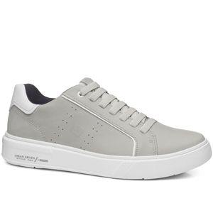 Tênis Casual Pegada  em Couro Masculino Cinza