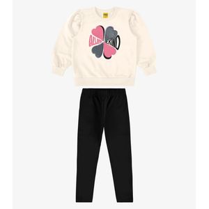 Conjunto Moletom Com Legging Rovi Kids Infantil Bege