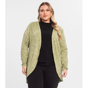 Cardigan Feminino Plus Alongado Infinita Cor Amarelo