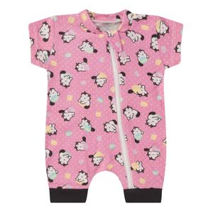Macacão Bebe Curto Com Zíper Suedine Kappes Rosa