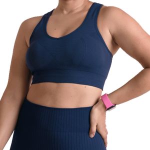 Top Esportivo Lupo Seamless Basic Com Bojo Feminino Marinho