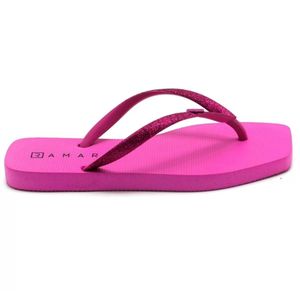 Chinelo  de Dedo Ramarim Glitter Bico Quadrado Feminino Rosa