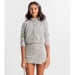 Jaqueta Juvenil Em Tweed Minty Cinza