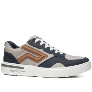Tênis Casual Pegada em Couro Masculino Cinza