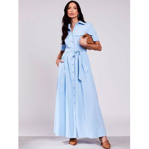 Vestido Chemise Lidi Kohls Longo Feminino Azul