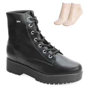 Bota Coturno Via Marte e Meia Feminino Preto