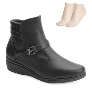 Bota Cano Curto Piccadilly e Meia Feminino Preto