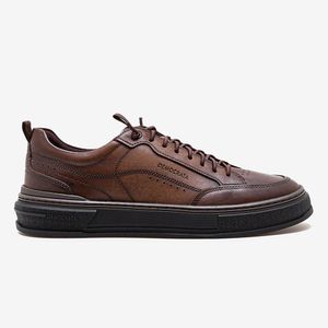 Tênis Casual em Couro Foster Masculino Marrom