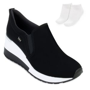 Tênis Slip On Via Marte e Meia Feminino Preto