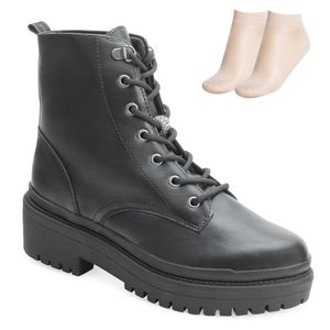 Bota Coturno Via Marte e Meia Feminino Preto