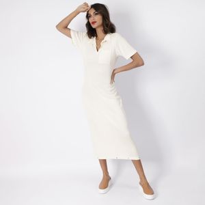 Vestido Gola Polo Usevertice Midi Feminino Off White