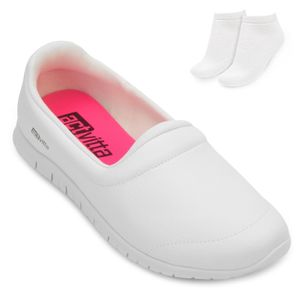 Tênis Slip On Actvitta e Meia Feminino Branco