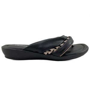 Chinelo Anabela Piccadilly Conforto Tiras Trançadas Feminino Preto