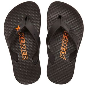 Chinelo Infantil Kenner New Summer Kids Menino Preto e Laranja