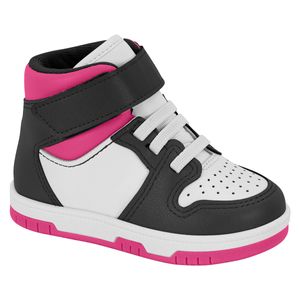 Tênis Casual Molekinha Rosa e Preto Infantil Feminino