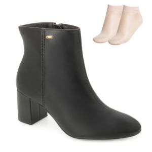 Bota Cano Curto Via Marte Feminina Preta e Meia