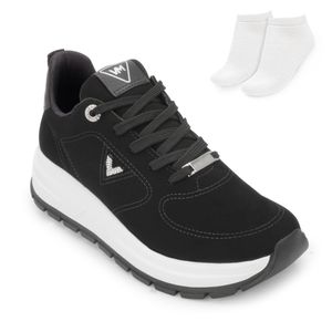 Tênis Casual Anabela Via Marte e Meia Feminino Preto