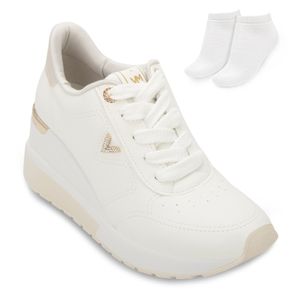 Tênis Casual Anabela Via Marte Feminino Branco  e Meia