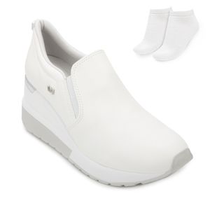 Tênis Slip On Via Marte Feminino  Branco e Meia