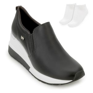 Tênis Slip On Via Marte Feminino Preto e Meia