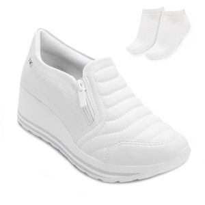 Tênis Casual Feminino  Kolosh Branco e  Meia