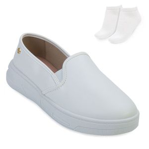 Tênis Slip On Moleca e Meia Branco
