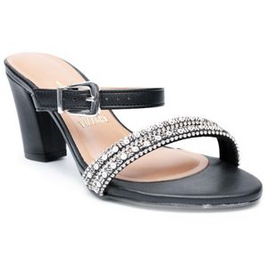 Tamanco Vizzano Fivela Strass Salto Grosso Feminino Preto