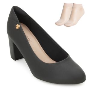 Sapato Modare Ultraconforto Feminino Preto e Meia