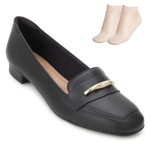 Sapato Beira Rio Feminino Preto  e Meia