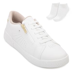 Tênis Casual Kolosh Feminino Branco e Meia