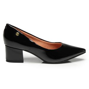 Sapato Scarpin Vizzano Salto Grosso Verniz Preto  Feminino