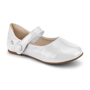 Sapatilha Infantil Feminina Bibi Ballerina Branca com Verniz