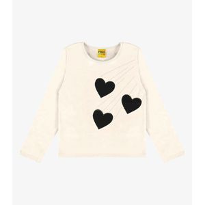 Blusa Manga Longa Rovi Kids 3 Corações Infantil Bege