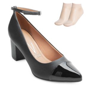 Sapato Salto Vizzano e Meia Feminino Preto