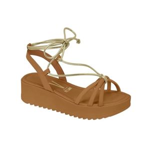 Sandália Flatform Vizzano Amarração Feminino Marrom